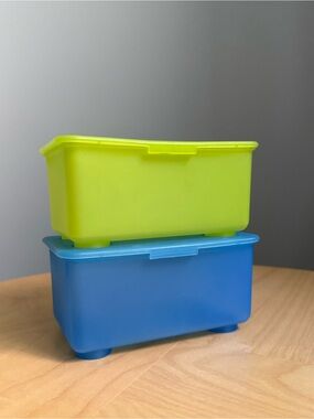 Set of 2 Vintage IKEA GLIS Blue Green Lidded Storage Containers by K & M HAGBERG